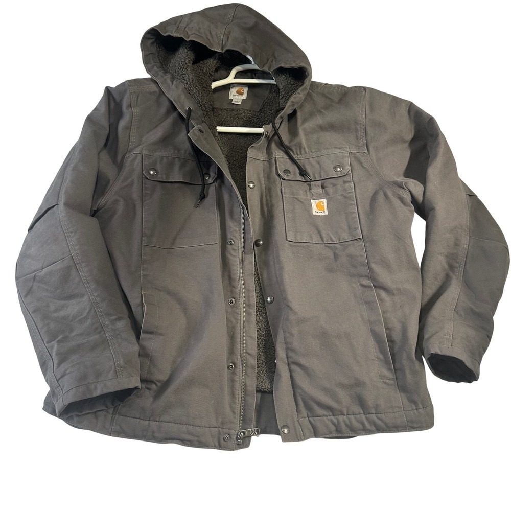 Carhartt Full Swing Washed Duck Fleece Lined Jacket Mens L Gravel Gray 103826